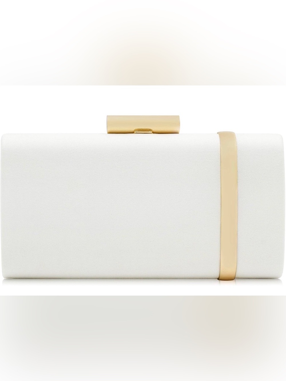 White Clutch with Gold Trim